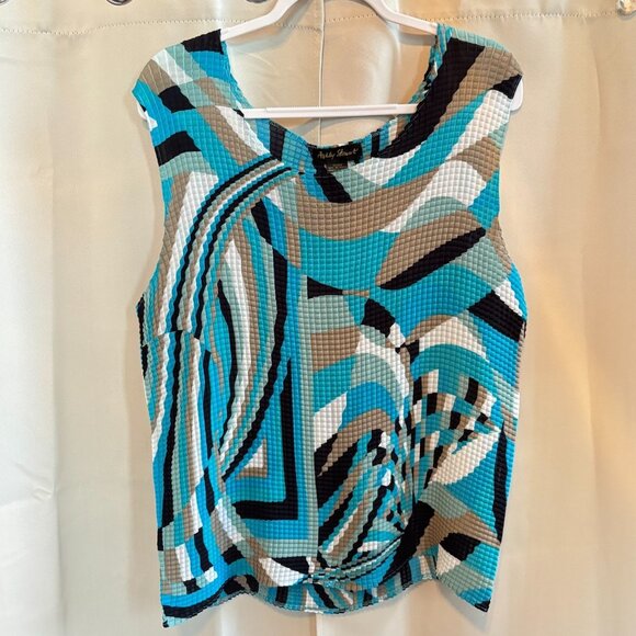 Vtg Ashley Stewart Womens Top 22 24W Crimped Geometric Retro Hippie Boho 19102 - Picture 1 of 7